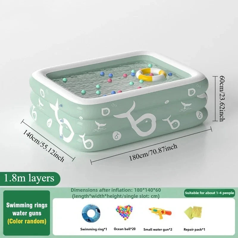 Inflatable Swimming Pool with Water Slide for Backyard Garden Party Foldable Kids Adults Family Pools PVC Swimming Pools Good Vibrations