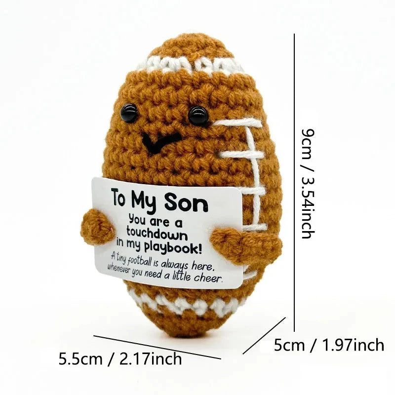 Funny Positive Baseball Hug Pocket Hug Mini Handmade Knitted Doll Cute Desktop Decoration Birthday Holiday Gift Home Decoration Good Vibrations