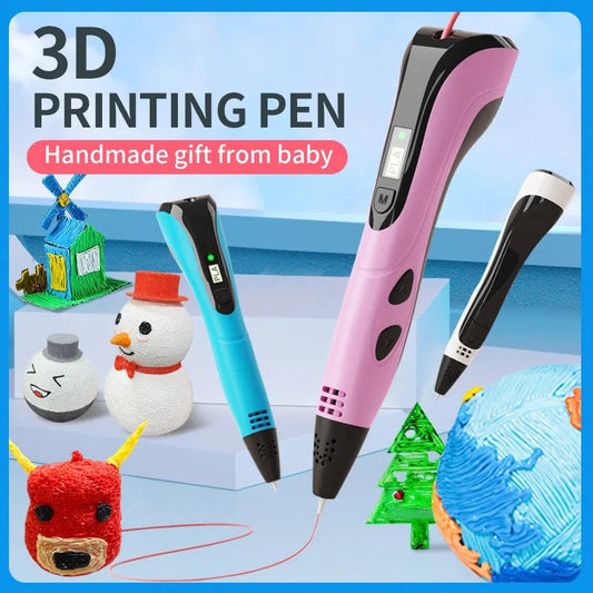 Kids 3D Printing Pen With LED Screen 100M PLA Power Adapter Travel Box Christmas Birthday Gift 3D Pen Set For Children. Good Vibrations