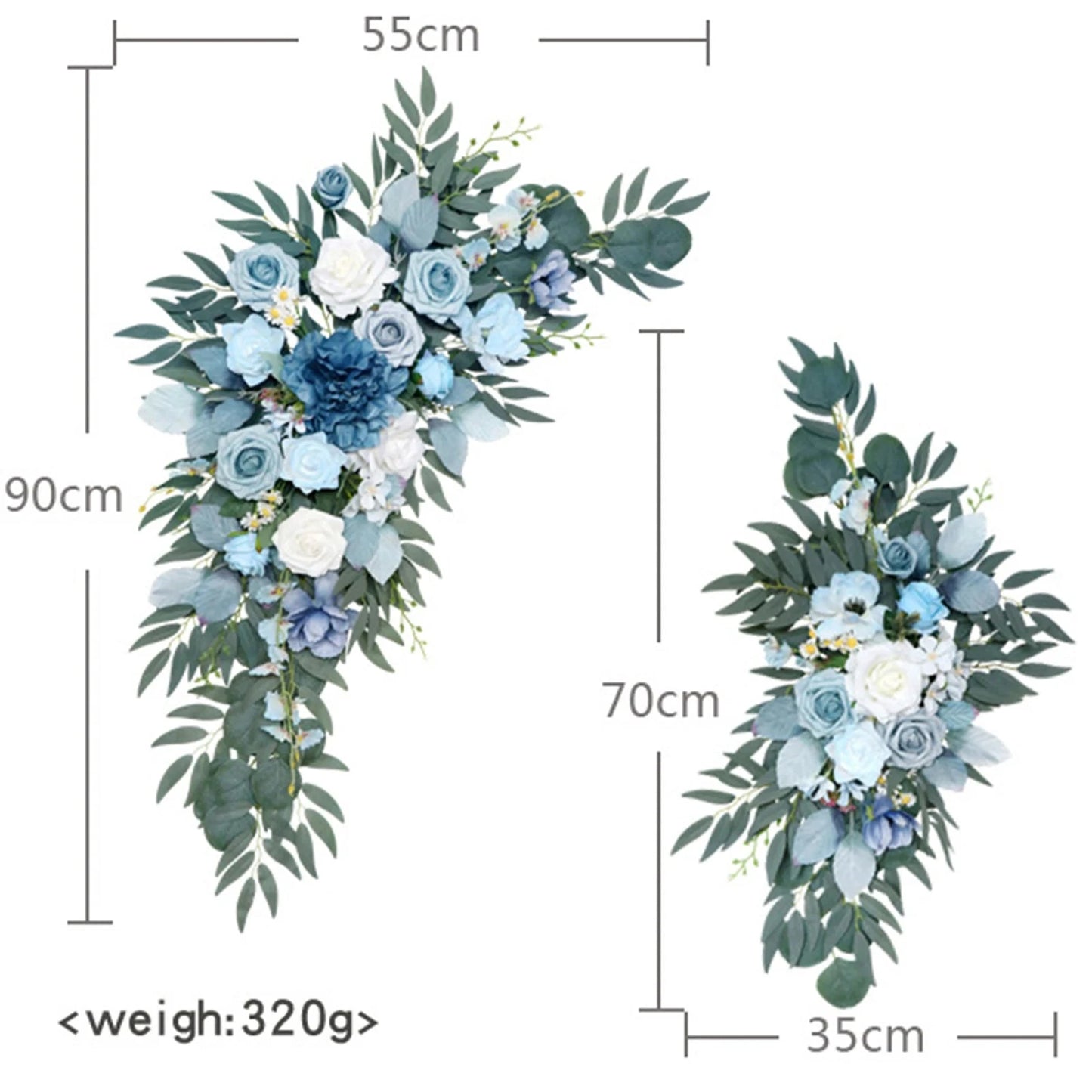 Large 2Pcs Artificial Flower Swag Floral Swag Garland Wedding Arch Flowers Kit for Sign Rustic Artificial Floral Swag Arch Decor Good Vibrations
