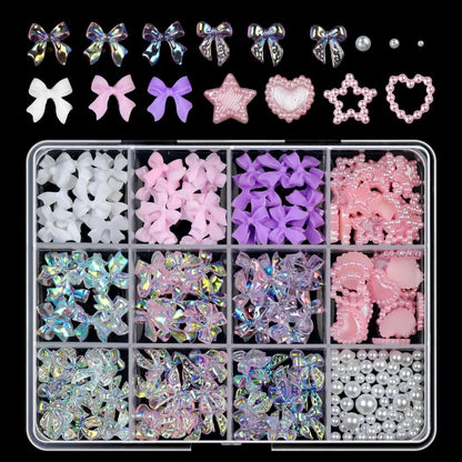 120pcs/box 3D Gold Bow Butterfly Nail Metal Charms Shiny Cute Bowtie/Diamond Star Nail Jewelry 120 Luxury Nail Art Supplies #RE4 Good Vibrations