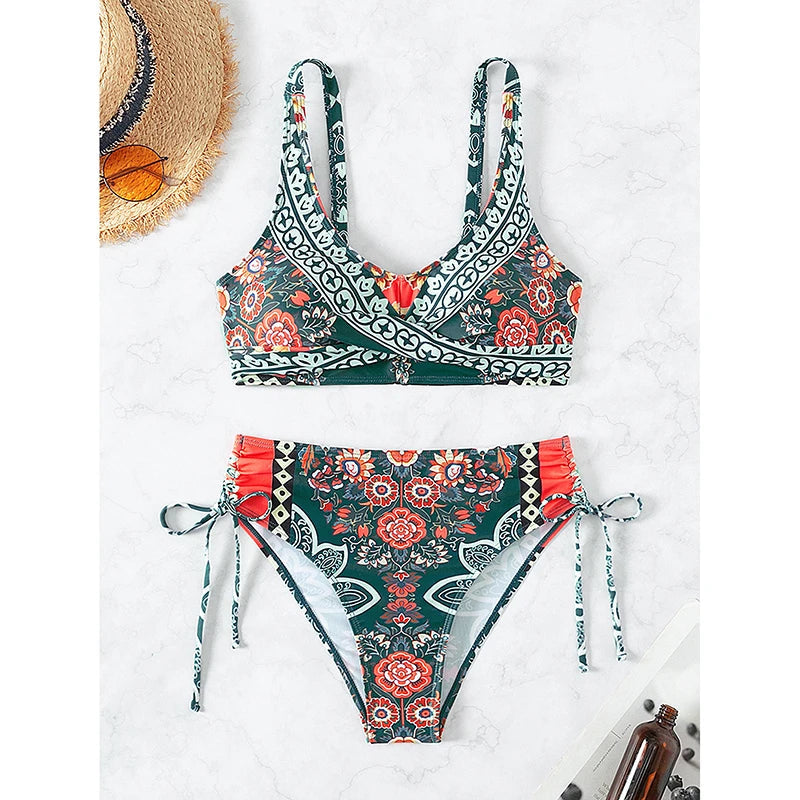 2025 New Women Bikinis Set Swimsuit Swimwear Plus Size Push Up Large Big Floral Swimming Suits Beachwear Bathing Suits ﻿ Good Vibrations