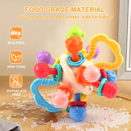 Baby Toy Manhattan Round Ball Soft Silicone Hand Grab Ball Rattle Infantil Chewable Teethers Toys For Infant 0-12months Good Vibrations