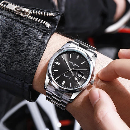 CHRONOS Top Brand Luxury Man Wristwatch Waterproof Luminous Date Men Watches Stainless Steel Quartz Men's Watch Male reloj Good Vibrations
