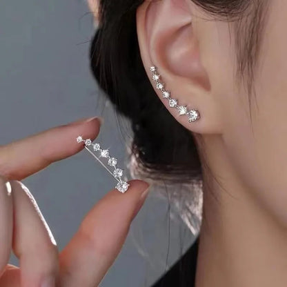 925 Silver Needle Korean Fashion Zircon Geometric Earrings For Women Jewelry 2026 Trending Luxury Crystal Cross Stud Earrings Good Vibrations