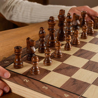 Chess Set - Magnetic Foldable Portable Solid Wood Chess Board - Educational Games for Students and Kids - Christmas Gift Good Vibrations