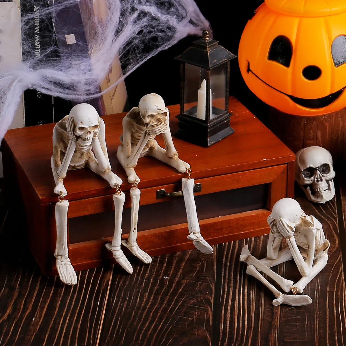 Halloween Human-shaped Skeleton Resin Skeleton Skeleton Haunted House Horror Props Family Halloween Atmosphere Decoration Good Vibrations