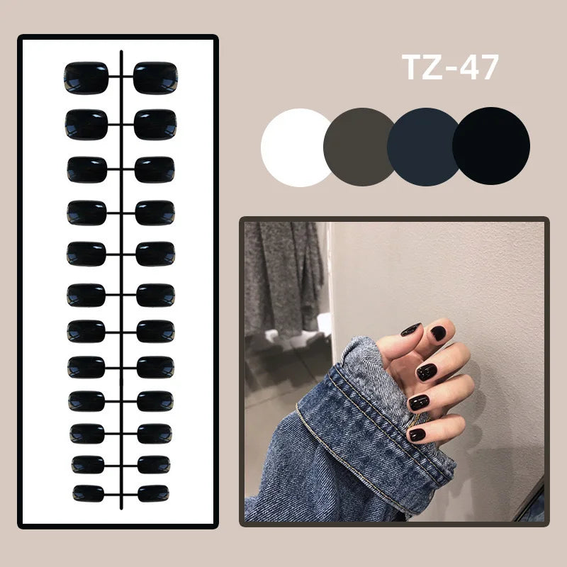 24Pcs Halloween False Nails Ghosts Bats Fake Nails Short Square Press on Nails Full Cover Nail Tips Manicure Tools Good Vibrations