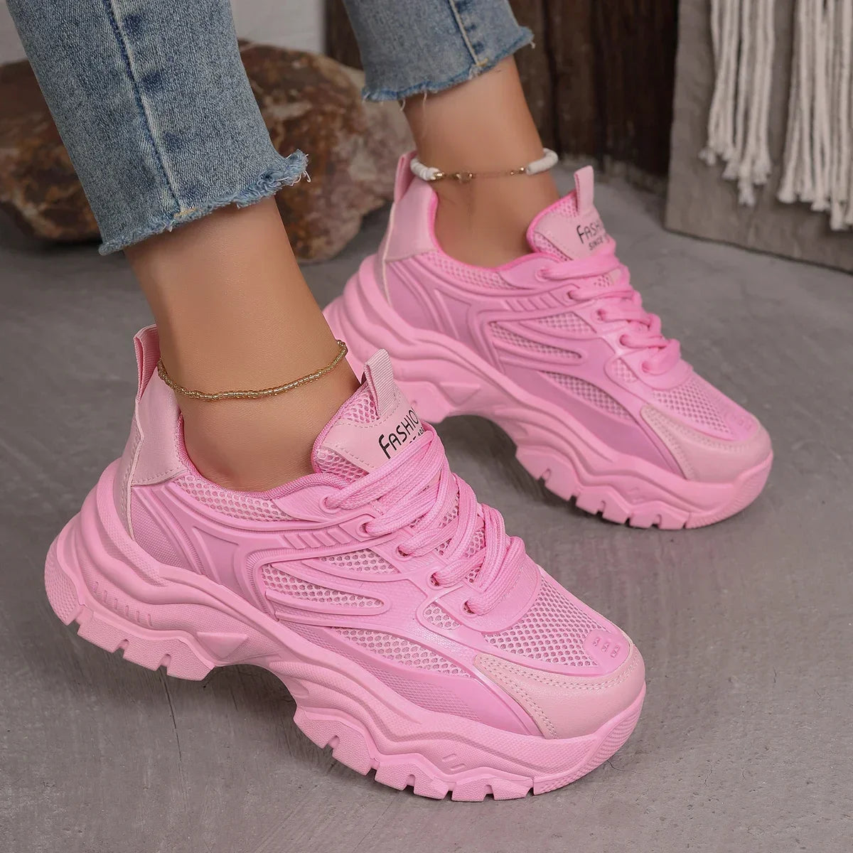 Women Outdoor Tennis Platform Sports Shoes for Women Lightweight Designer Shoes Women Sneakers Spring Fashion Chunky Sneakers Good Vibrations