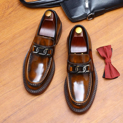 2024 New Shoes For Men Loafers Mens Dress Shoes Leather Shoes Man Male Genuine Leather Social Shoes Good Vibrations