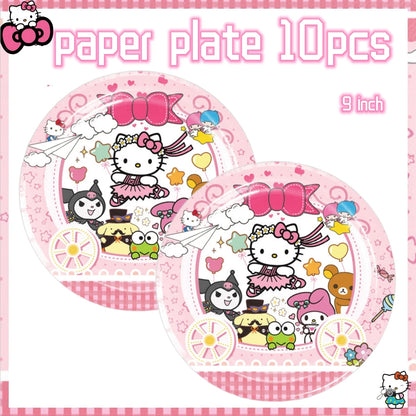 Hello Kitty Birthday Party Decoration Disposable Tableware Cup Plate Tablecloth Balloons Baby Shower Girls Party favors Supplies Good Vibrations