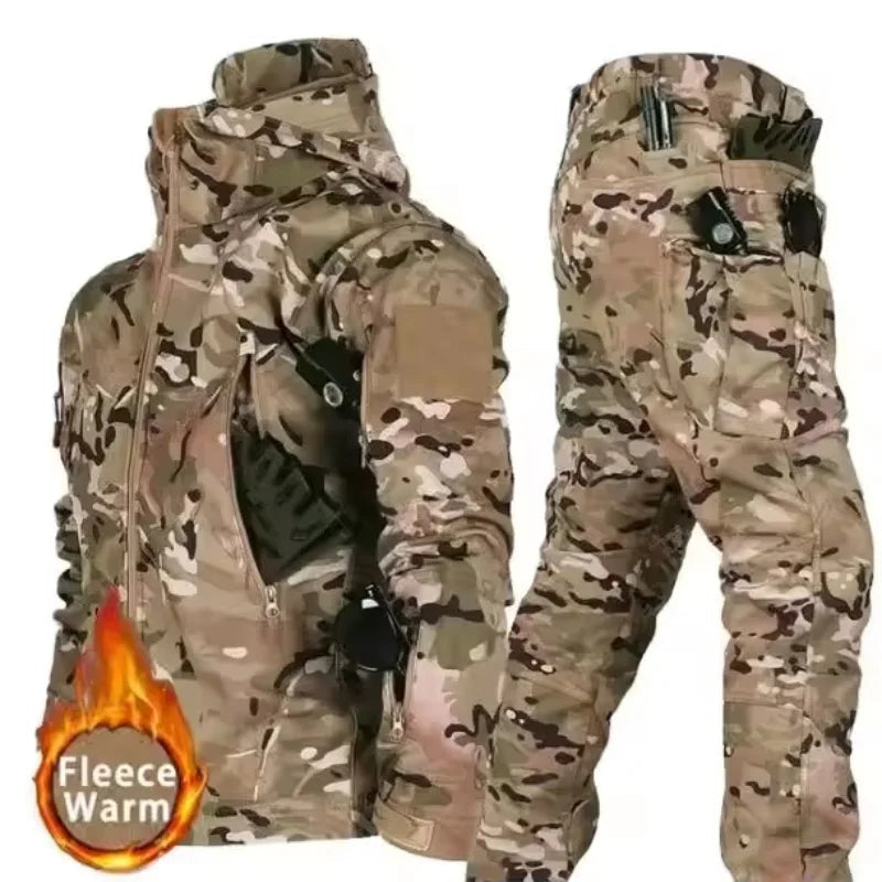 Winter Autumn Fleece Men Jacket Tactical Waterproof Suit Outdoor Fishing Hiking Camping Tracksuits Coat Thermal Suit Good Vibrations