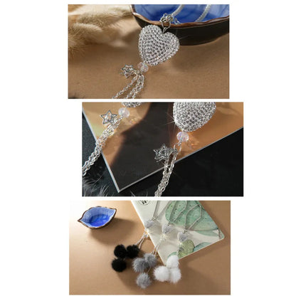 Fashion Diamond Car Accessorie Bling Hairball Pendant Auto Rearview Mirror Pendant Birthday Gift Auto Decoraction Ornaments Good Vibrations