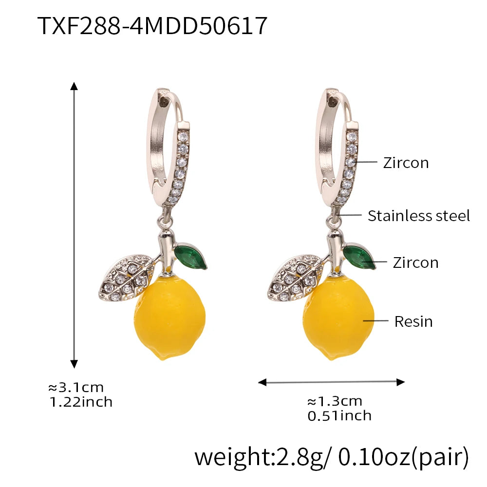 Nivora Resin Fruit Lemon Pendant Necklace For Women Imitation Pearl Stainless Steel Zircon Handmade Strand Beads Choker Jewelry Good Vibrations