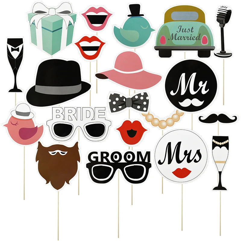 Wedding Decoration Photo Booth Props Bride To Be Hen Party DIY Mustache Lips Bride Photobooth Groom Mr Mrs Bridal Shower Decor Good Vibrations