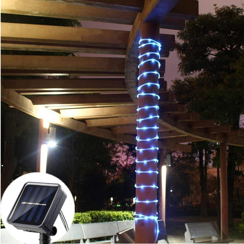 Solar Rope Lights Outdoor LED String Lights 8 Modes Garden Hose Lights Decorative Wedding Christmas Halloween Patio Porch Pool Good Vibrations