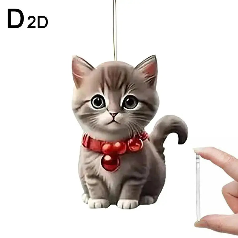 Christmas Tree Hanging Ornaments 2D Acrylic Cat Shaped Pendants Christmas Decorations For Home 2024 Xmas Gifts New Year 2025 Good Vibrations