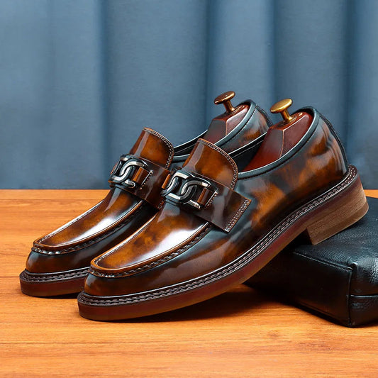 2024 New Shoes For Men Loafers Mens Dress Shoes Leather Shoes Man Male Genuine Leather Social Shoes Good Vibrations