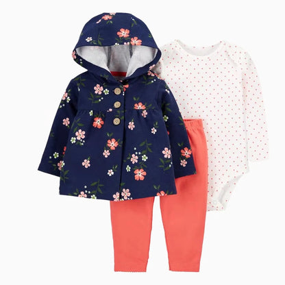 3pcs Baby Clothes Set for Newborns Toddler Girl Boy Clothes Hooded Jacket Trousers + Bodysuits 3pcs Child sets Infant Outfits Good Vibrations