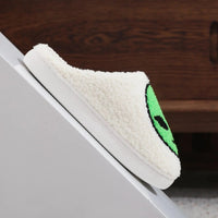 A pair of alien patterned winter home cotton slippers non-slip thick-soled wool slippers comfortable indoor shoes for men and women can wear Good Vibrations