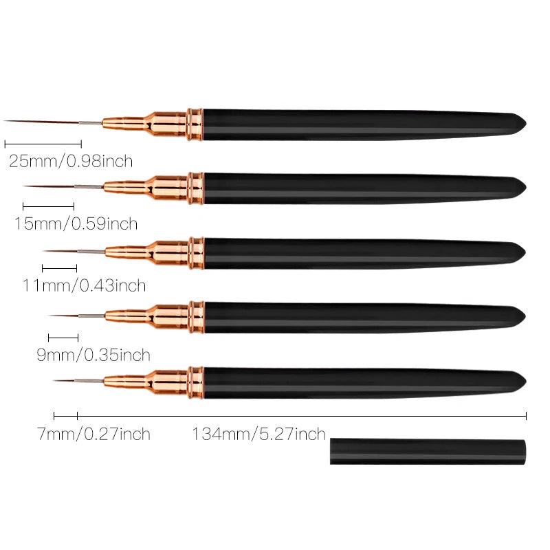 5pcs Nail Art Liner Brush Set UV Gel Nail Brushes Kits French Stripe Line Painting Drawing Flower Pen Professional Manicure Tool Good Vibrations