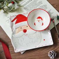 Christmas Hand-painted Ceramic Tableware Set Cute Christmas Steak Plate Embossed Underglaze Color Flat Plate Good Vibrations