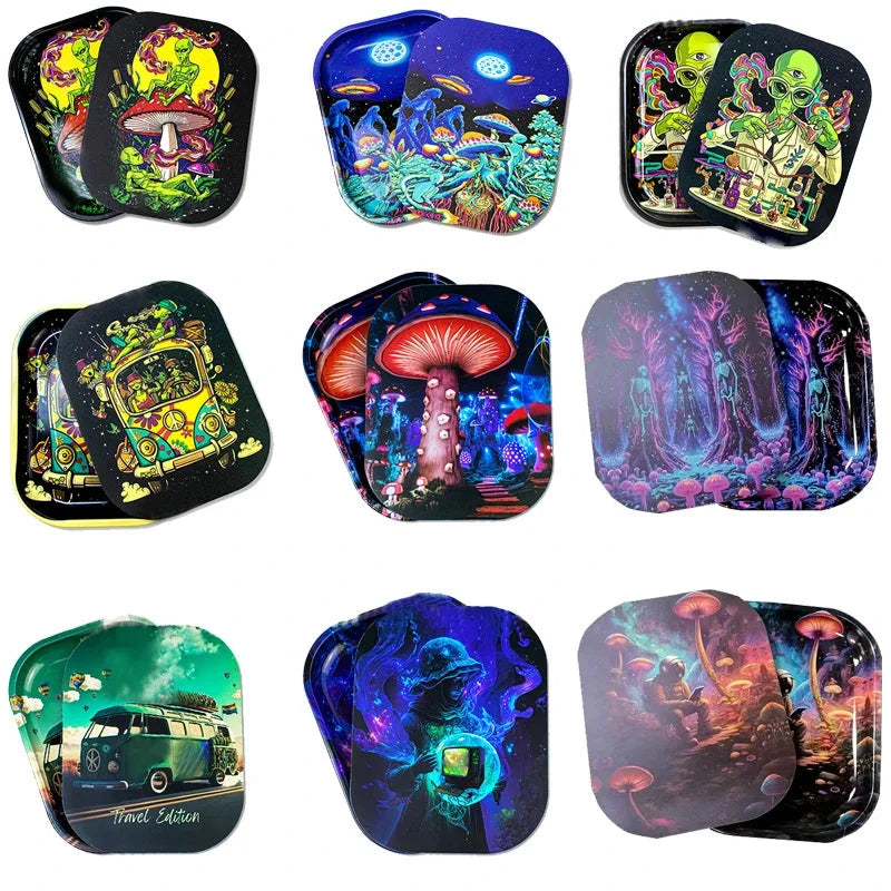 1Pc Rolling Tray Tobacco Cigarette Paper Accessories Trays Magnetic Lid Smoking Grinder Storage Metal Plate 18x14CM Good Vibrations Adult Super Store