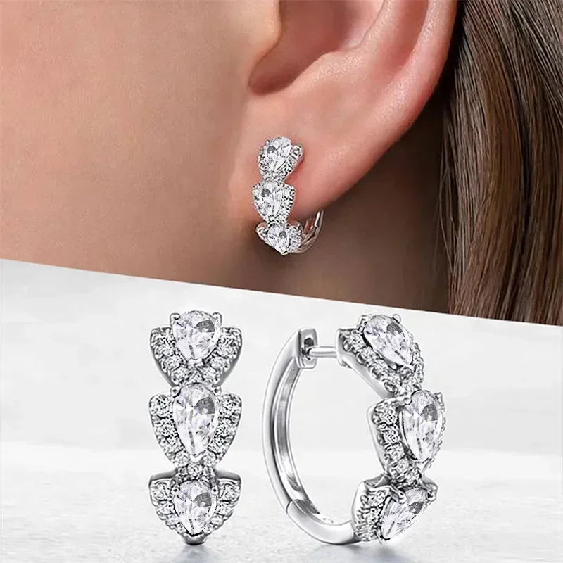2026 Luxury Trendy Green Cubic Zirconia Hoop Earrings Wedding Party Elegant Accessories for Women Anniversary Gift New Jewelry Good Vibrations