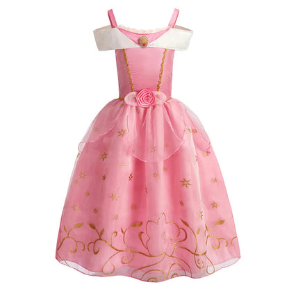 Disney Kids Princess Costume Elsa Anna Halloween Dress Girl Jasmine Moana Dinner Dress Rapunzel Mermaid Pageant Disguise 3-10Y Good Vibrations