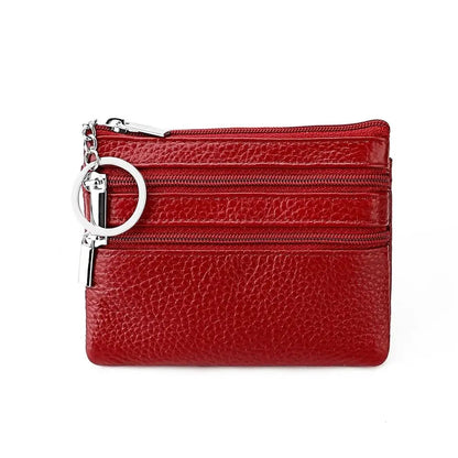 PU Leather Portable Money Coin Purse with Key Ring Waterproof Pocket Purse Zipper Wear-resistant Credit Card Holoder Man Women Good Vibrations