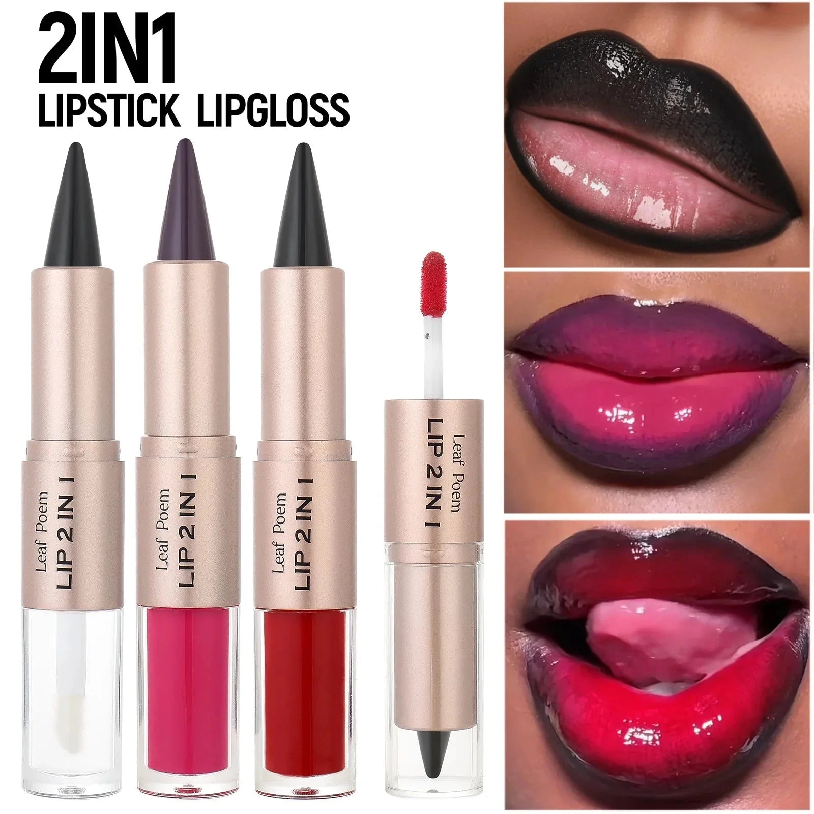 Black Brown Tapered Lip Liner Contour Pencil Double Head Mirror Plumping Lip Glaze Crystal Lip Gloss Sexy Red Lips Tint Makeup Good Vibrations