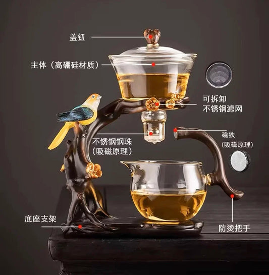 Glass automatic tea brewing new tea set home light luxury high-end magnetic tea teapot Good Vibrations