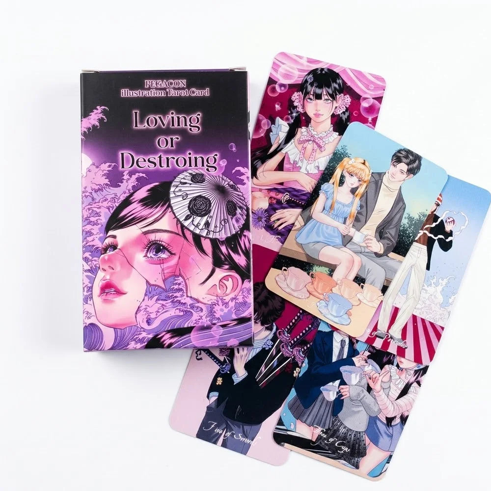 “Loving or Destroying” Anime-style Tarot Deck, 78 Cards per Set (10.2x6.0cm), Destiny Divination Board Game, Witch Prophecy Card Good Vibrations