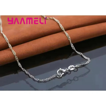 925 Sterling Silver Stamped Necklace Earrings Set Long Chain Sweet Romantic Style Love Heart Shape For Women Lady Wife Good Vibrations