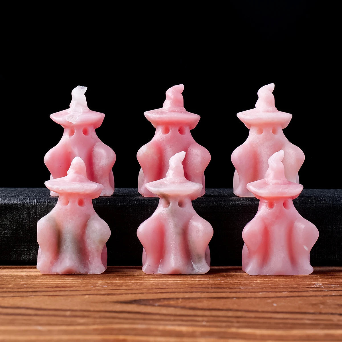 1pc Natural Crystal Pink Opal Gem Carving White Cloth Ghost Stone Crafts Halloween Statue Home Decorations Good Vibrations