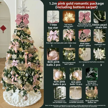 Christmas Tree Tabletop Decor DIY Pink Ornament Set for the Living Room Home Indoor Holiday Decoration Christmas Party Use Good Vibrations