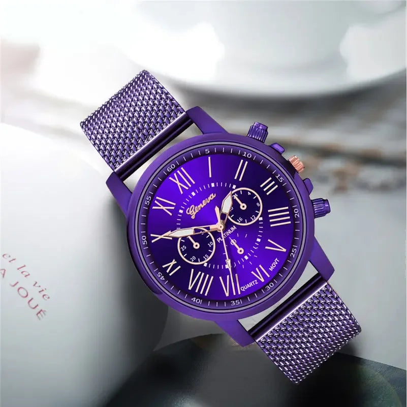 2020 Geneva Women Wristwatches Fashion Luxury Purple Watches Casual Ladies Watches Female Clock Reloj Mujer Relogio Feminino Good Vibrations