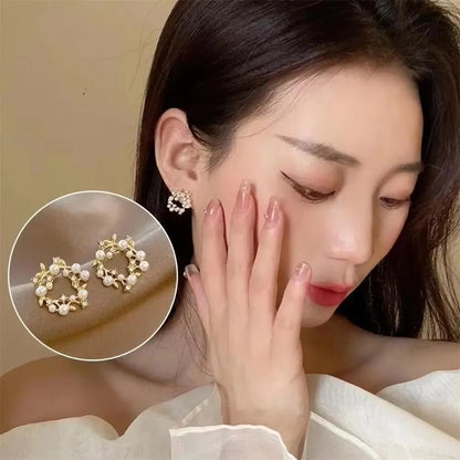 925 Silver Needle Korean Fashion Zircon Geometric Earrings For Women Jewelry 2026 Trending Luxury Crystal Cross Stud Earrings Good Vibrations