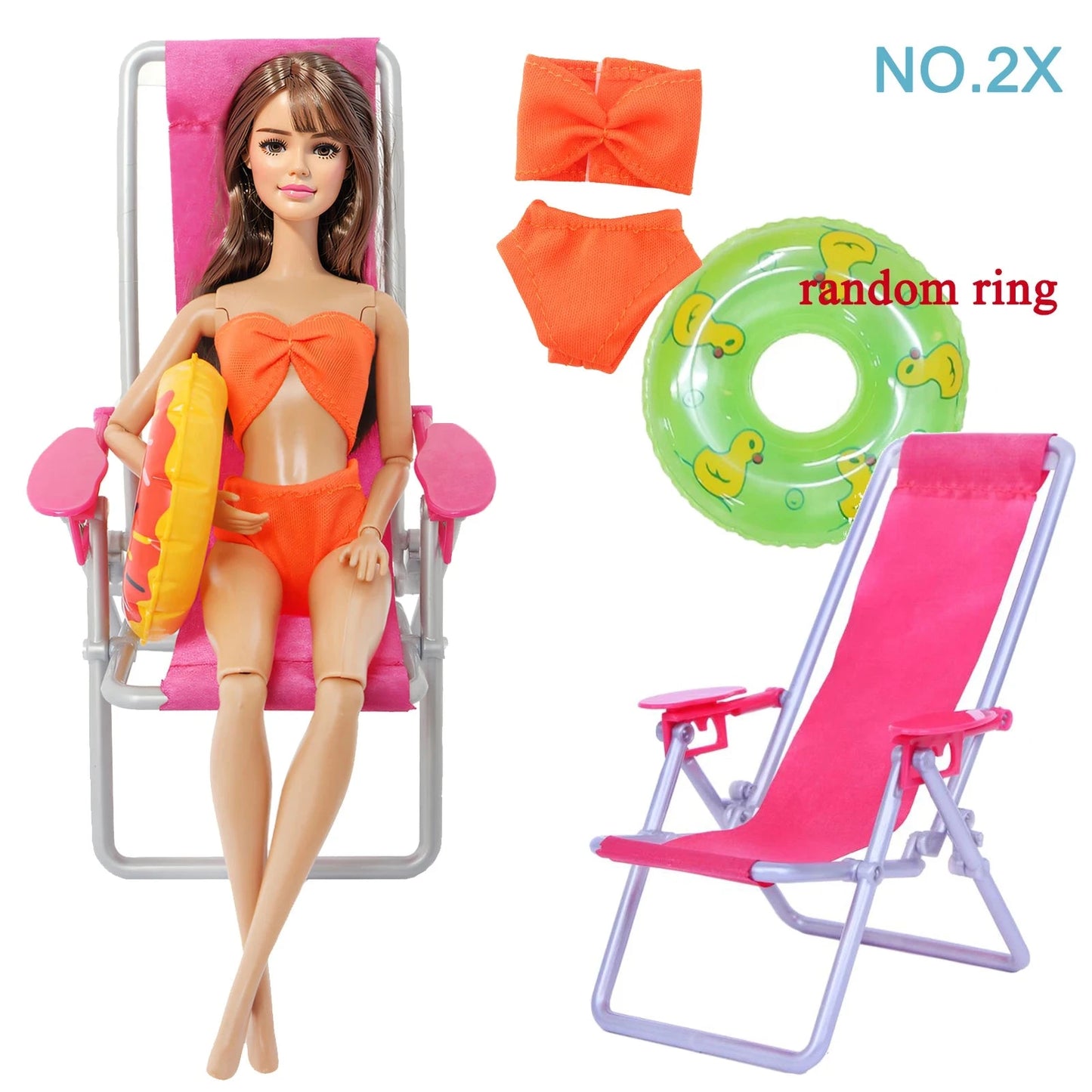 Doll Swimwear Ba Doll Bie 1/6 Summer Lifebuoy Rings Bikini Slipper Chair Beach Clothes 11.5 Inch Doll 30cm Accessories Good Vibrations