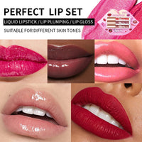 USHAS 3 Pcs/Set Lip Gloss Set, Matte and Glossy Lip Glaze Suit, 3 Different Colors in 1 Set, Perfect Gift for Girls&Women Good Vibrations