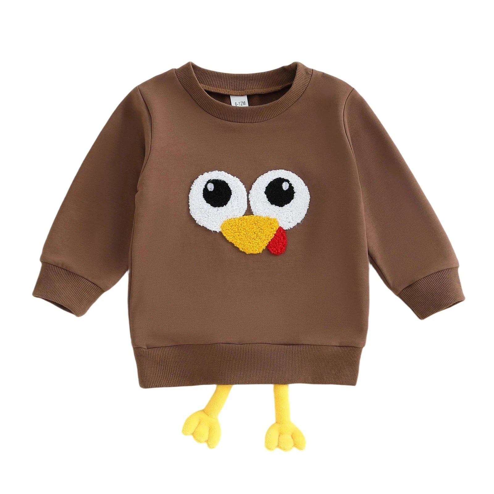 Little Boys Thanksgiving Day Sweatshirts Long Sleeve Round Neck Cartoon Turkey Pullover Good Vibrations