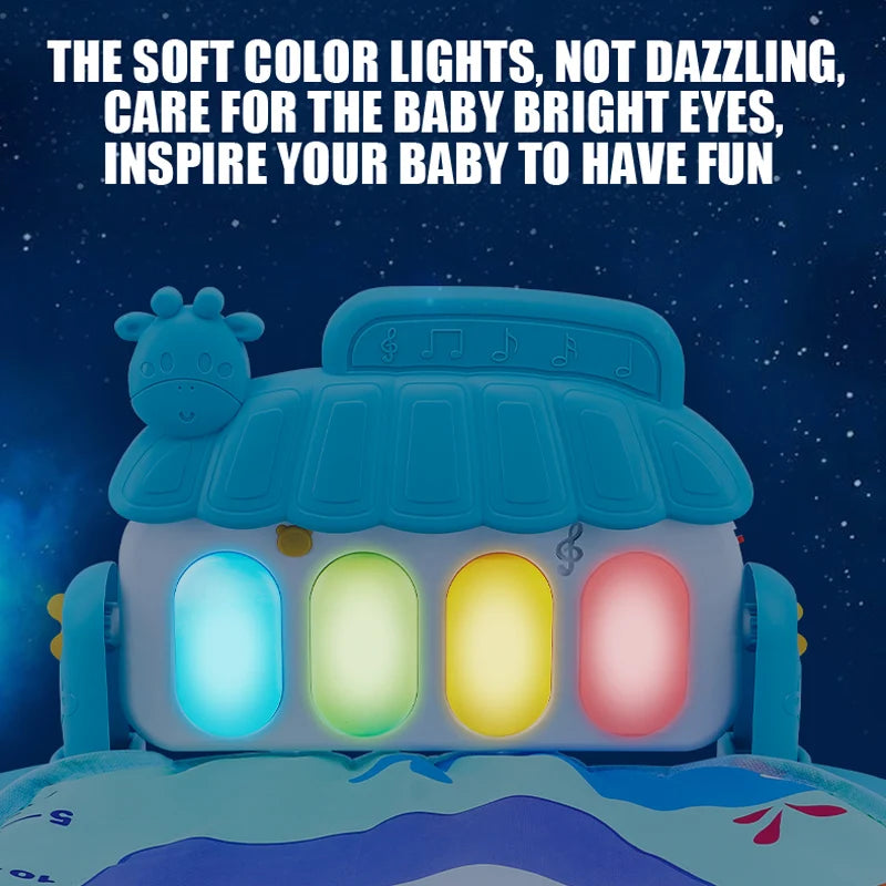 Baby Fitness Stand Music Play Gym Activity Toys Newborn Piano Crawling Blanket Pedal Game Pad Early Education 0-36 Months Gifts Good Vibrations