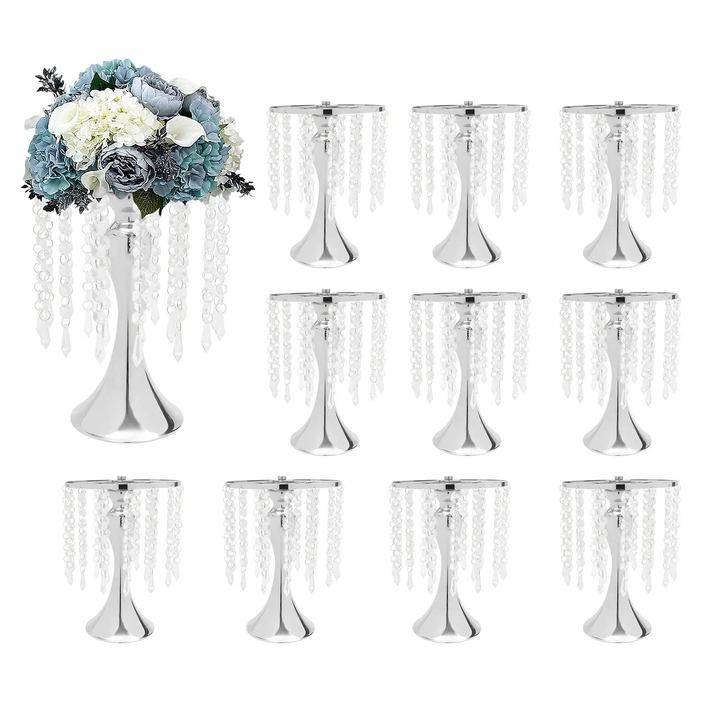 Crystal Flower Stand Wedding Centerpieces Metal Flower Vase Holders for Wedding Party Decor (Gold/Silver) Good Vibrations