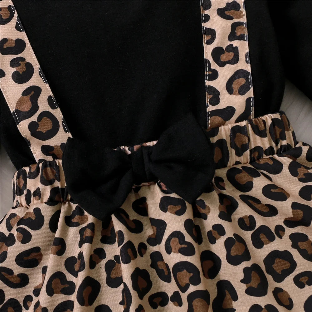 Newborn Baby Girl Romper Dress Long Sleeve Leopard Dresses with Bow Spring&Autumn Onesie Clothes for Infant Girl 0-18 Months Good Vibrations