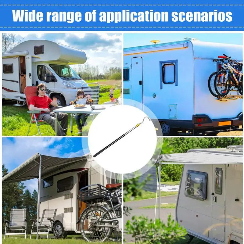 RV Awning Telescopic Pole Metal Pole Retractable RV Awning Opener Multifunctional Pull Rod With Rubber Handle Portable RV Good Vibrations