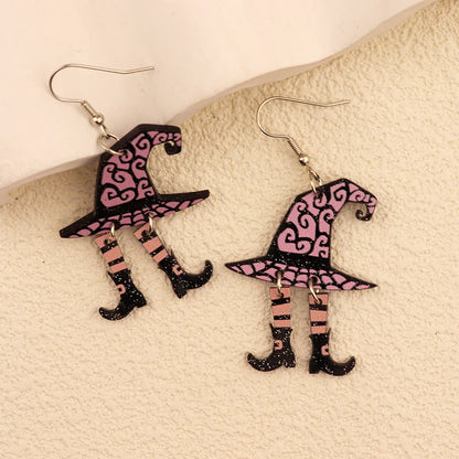 Halloween Dangle Earring With Cartoon Ghost Skeleton Coffin Clown Design Adorable Halloween Women Gift Good Vibrations