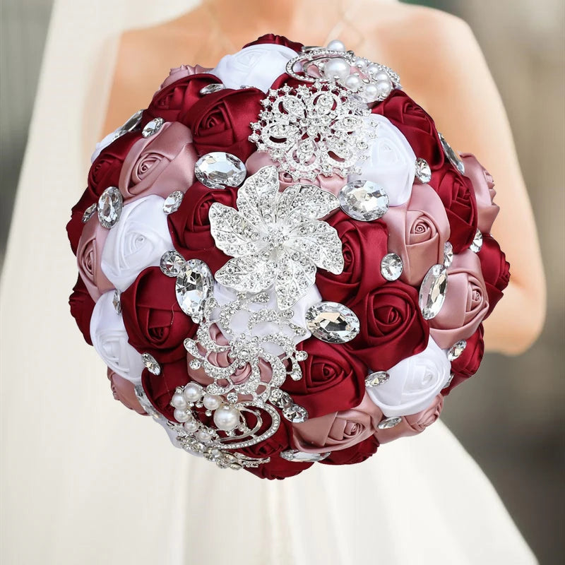 Green Crystal Wedding Bouquet Red Brooch bouquet wedding Wedding flowers Bridal Bouquets Good Vibrations
