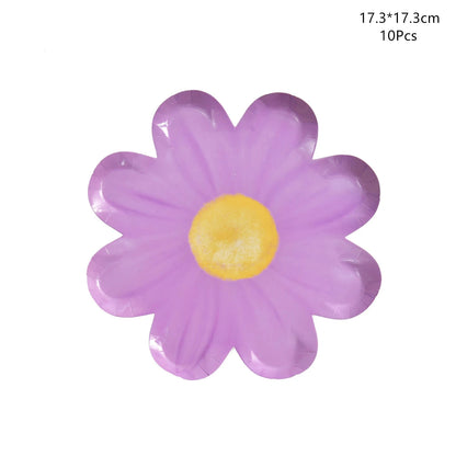 Disposable Daisy Paper Plate Flower Meal Plate Picnic Cake Plates Birthday Theme Party Decoration Good Vibrations