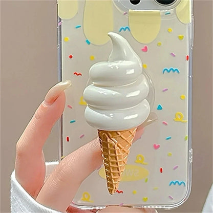 Cute 3D Ice Cream Folding Finger Ring Holder Phone Grip Tok Holder Socket Pocket Support for IPhone Expanding Stand Support Good Vibrations