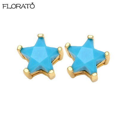 925 Sterling Silver Needle Summer Blue Earrings Trend 18K Gold Hoop Earrings for Women Fashion Puncture Jewelry Ear Accessories Good Vibrations
